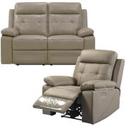 2 + 1 Seater Electric Recliner Sofa Genuine Leather Home Theater Lounge