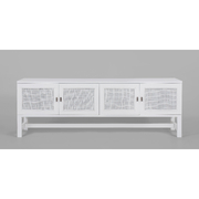 Etu Entertainment Tv Unit 160Cm 4 Door Mindi Wood Rattan - White