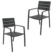 2Pc Set Outdoor Dining Table Chair Aluminium Frame Grey