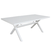 200Cm Outdoor Trestle Dining Table Aluminium Frame White