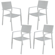 4Pc Set Outdoor Dining Table Chair Aluminium Frame White