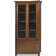 Display Unit Glass Door Bookcase Solid Mt Ash Timber Wood - Brown
