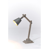 Wood Base and Frame Table Lamp with Grey/Gold Inside Shade