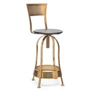 Swivel Kitchen Bar Stool Chair - Gold Black, High Back, Netted Design