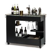 Large Contemporary Black Gold Drinks Trolley Bar Cart