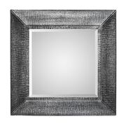 Square Wall Mirror with Croc Pattern Frame in Silver Finish