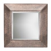 Square Wall Mirror With Croc Pattern Frame In Copper Finish