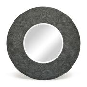 Round Wall Mirror With Croc Pattern Frame In Black Silver Finish