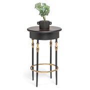 Wooden Round Gold Black Side Table With Finial Legs