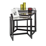 Black Iron Nested Tables With Stainless Steel Top In Set Of 3