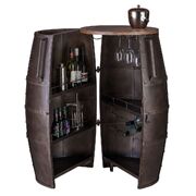 Iron Barrel Shaped Wine Rack Bar Cabinet With Wheels