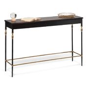 Gold Black Wooden Slim Hallway Console Table With Finial Legs