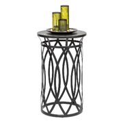 Black Round Iron Side Table With Cross Legs And Silver Finish Top