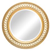 Decorative Wooden Round Wall Mirror In Rustic Gold Finish