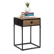 Black Bedside Table With Storage Drawer And Gold Finished Textured Top