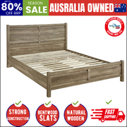 Queen Size Bed Frame Natural Wood Like Mdf In Oak Colour