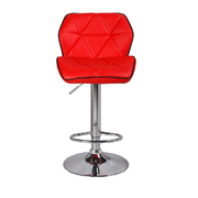 2X Red Bar Stools Leather Mid High Back Adjustable Crome Base Gas Lift Swivel