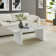 Coffee Table Sintered Stone Top Mdf Table Base Glossy White