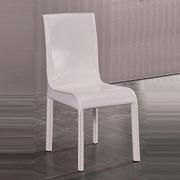 2X Steel Frame White Leatherette Medium High Backrest Dining Chairs