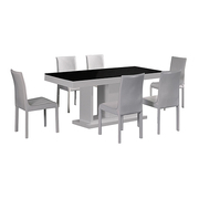 7-Piece Dining Suite: Rectangular Table & 6 White Chairs