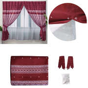 Casa Kayangan Burgundy Pinch Pleat Window Curtain with Attached Lace