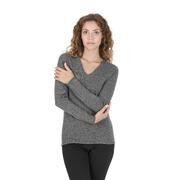 Crown Of Edinburgh Cashmere Women'S Heather Grey V-Neck Sweater - 42 Eu