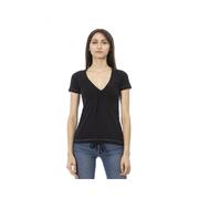 Trussardi Action Chic Black Cotton Tee With Unique Print - L