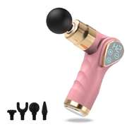 Compact Lcd Muscle Massager With Mini Fascia Gun - Pink