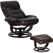 Julio Leather Reclining Lounge Arm Chair With Ottoman