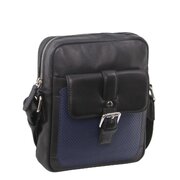 Pebbled Leather Organizer Bag Cross Body - Black/Navy