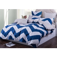 Queen Size Wide blue Zig Zag Quilt Cover Set(3PCS)