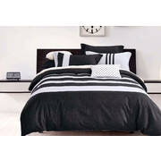 Super King Size 3pcs Black White Striped Quilt Cover Set