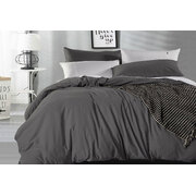 Super King Size Charcoal Vintage Washed Cotton Quilt Cover Set(3PCS)