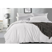 Super King Size White Vintage Washed Cotton Quilt Cover Set(3PCS)