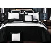 Queen Size Rossier Black-White Striped Quilt Cover Set(3PCS)