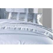 Queen Size White Striped Sequins Quilt Cover Set(3PCS)