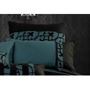 Super King Size Dark Teal Black Flocking Quilt Cover Set(3PCS)