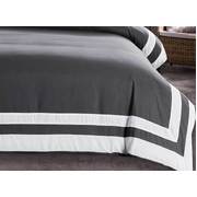 Super King Size White Square Pattern Charcoal Grey Quilt Cover Set (3PCS)