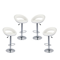 4x White PU Leather Circular Kitchen Bar Stools