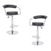 2x Black PU Leather Half-Moon Kitchen Bar Stools