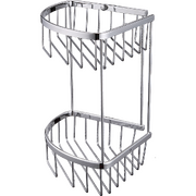 2-Tier Corner Bathroom Basket Shelf Rail Rack