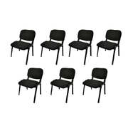 Stackable & Linkable Office Conference Visitor Community  Chairs 7 Pcs-Black