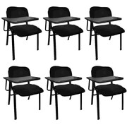 Lecture Chair with Table Top for Classroom Lecture Training Conference 6 Pcs-Black