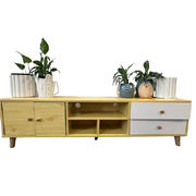 Two-Doors, Two-Drawers Wooden TV Cabinet