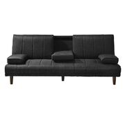 Fabric Sofa Bed with Cup Holder 3 Seater - Charcoal