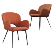 Velvet Dining Chair with Arm Rest Set of 2-Orange