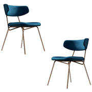 Blue Dining Chair with Gold Legs Set of 2 