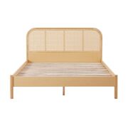 Lulu Bed Frame With Curved Rattan Bedhead - Double