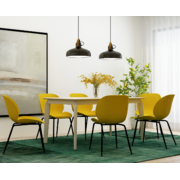 7 Piece Dining Set Table and Chairs Yellow