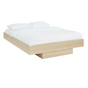 Natural Oak Wood Floating Bed Base King 